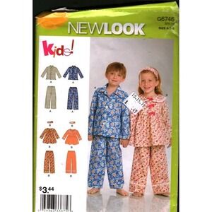 New Look G6746 Kids Pajamas Sewing Pattern Size 3 Nightgown Shirt Pants‎ CUT